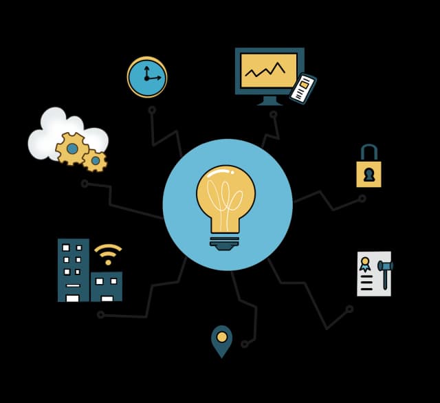 Hand-drawn illustration of Bayport Networks team at work